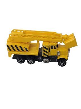 Vintage Diecast Boom Truck Cherry Picker Construction Vehicle Yellow